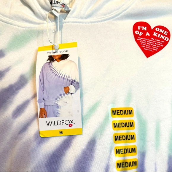 Wildfox Light Blue Periwinkle Tie Dye Ombre Hoodie size Medium - Picture 5 of 5